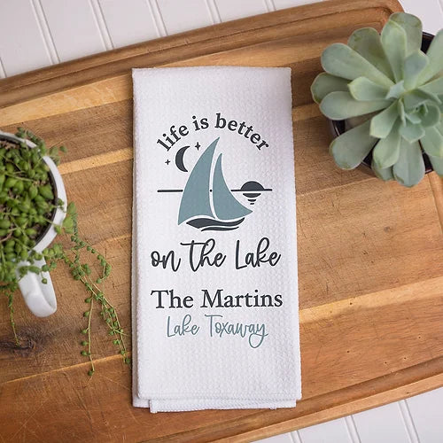 Personalized Life Is Better On The Lake Kitchen Towel