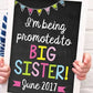 Promoted To Big Sister Pregnancy Announcement Personalized Print