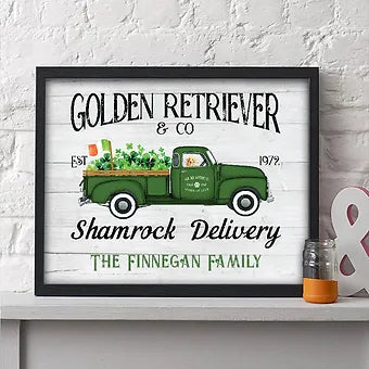 Golden Retriever & Co St. Patrick's Day Personalized Print