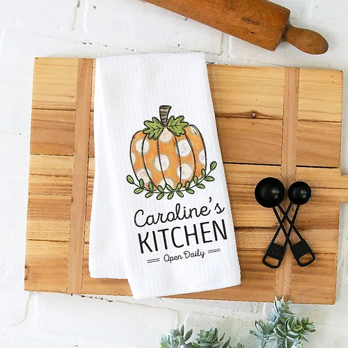 Personalized Fall Pumpkin Dish Towel