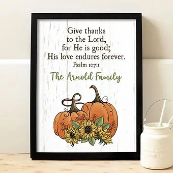 Personalized Give Thanks to the Lord Fall Print