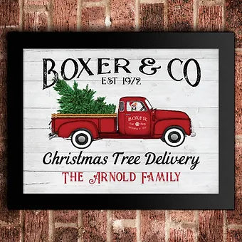 Personalized Boxer & Co Christmas Tree Delivery Print