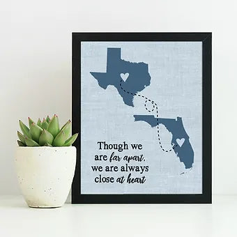 Personalized Far Apart But Close In Heart Map Print
