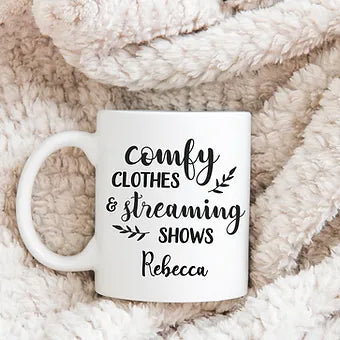 Personalized Comfy Clothes and Streaming Shows Mug