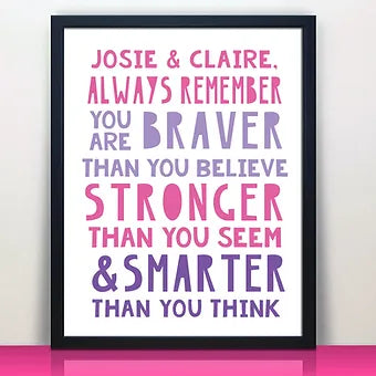 Personalized Pink Motivational Kids Print