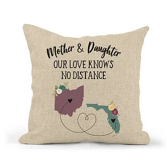 Personalized Two State Mother & Daughter Pillow