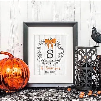 Halloween Wreath Personalized Monogram Print