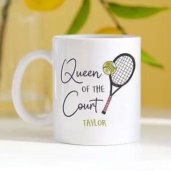 Personalized Queen of the Court Tennis Mug
