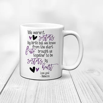Sister By Heart Purple Personalized Mug