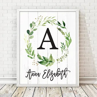 Personalized Monogram Eucalyptus Print