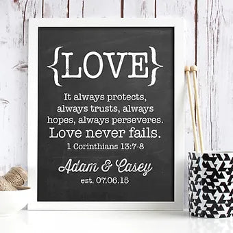 Love Never Fails Personalized Anniversary Print