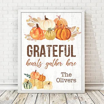 Grateful Hearts Gather Here Personalized Print