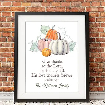 Personalized Give Thanks To The Lord Fall Print