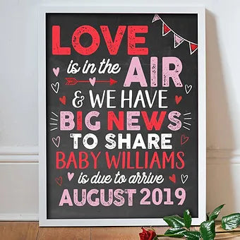 Big News To Share Valentine's Day Pregnancy Announcement Print