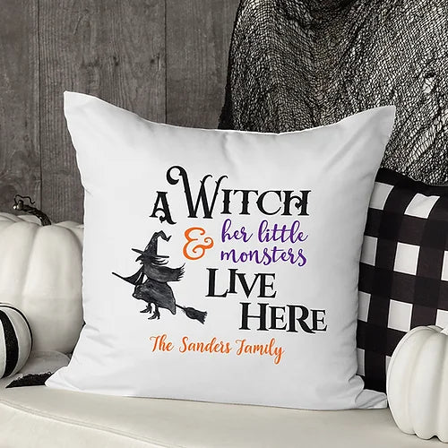 Personalized A Witch Lives Here Pillow