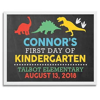 Personalized First Day of School Dinosaur Horizontal Print