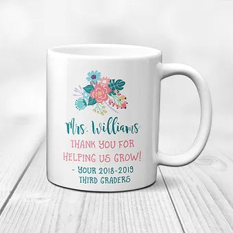 Teacher Appreciation Floral Personalized Mug