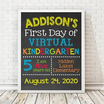 First Day of Virtual School Personalized Print