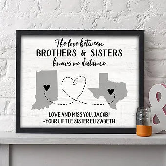 Personalized Love Between Brother & Sisters Knows No Distance Two State Print