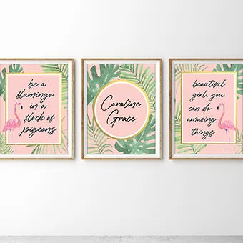 Personalized Set of Three Flamingo Set