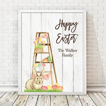 Personalized Happy Easter Rustic Print