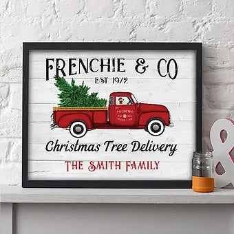 Personalized Frenchie & Co Christmas Tree Delivery Print