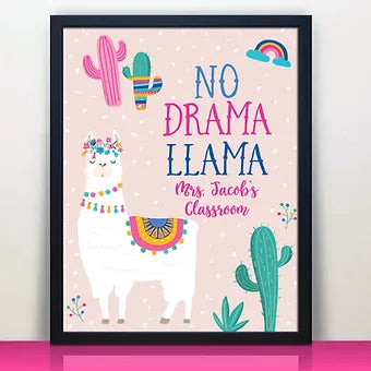 Personalized No Drama Llama Teacher Classroom Print