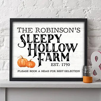 Personalized Sleepy Hollow Farm Halloween Print
