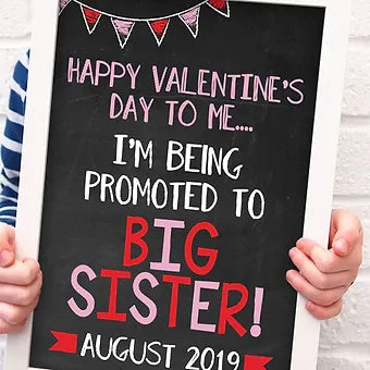 Promoted Big Sister Valentine's Day Pregnancy Announcement Print