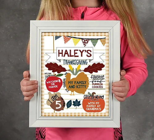 Personalized Kids Thanksgiving Print