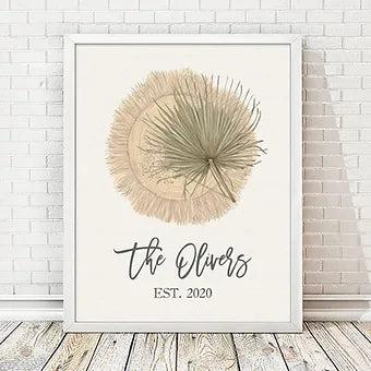 Personalized Grass Wreath Family Print