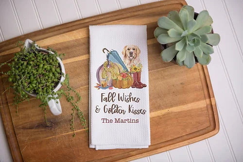 Personalized Fall Wishes & Golden Kisses Kitchen Towel