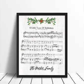 Personalized O Little Town Of Bethlehem Sheet Music Print