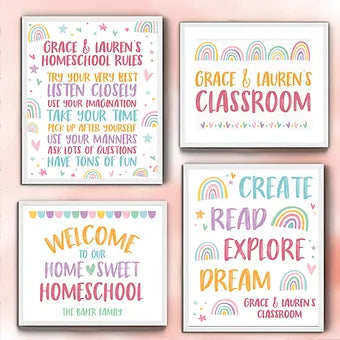 Personalized Set Of Four Homeschool Prints