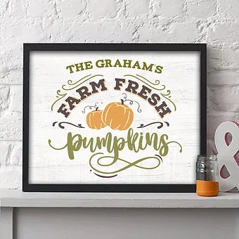 Personalized Farm Fresh Pumpkins Fall Wall Print