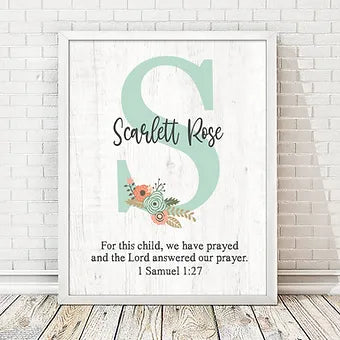 Personalized For This Child We Have Prayed Teal Monogram Print