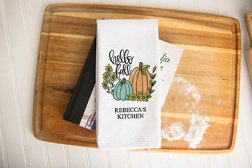 Personalized Hello Fall Kitchen Towel