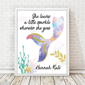 She Leaves A Little Sparkle Wherever She Goes Personalized Mermaid Print