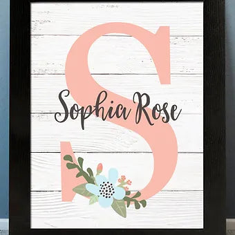 Personalized Floral Pink Monogram Print