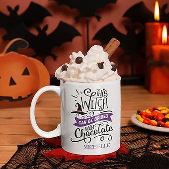 This Witch Can Be Bribed With Chocolate Personalized Halloween Mug