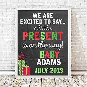 Present On The Way Pregnancy Announcement Print