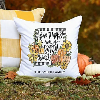 Personalized Give Thanks with a Grateful Heart Pillow