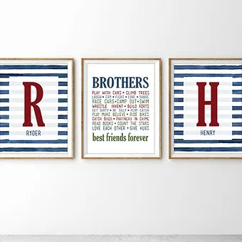 Set of Three Personalized Brothers Print