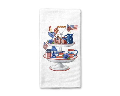 Personalized Fourth of July Kitchen Towel, Red White Blue Decor