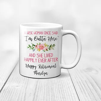 Personalized Floral Retired Woman Mug