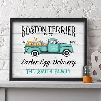 Personalized Boston Terrier & Co. Easter Egg Delivery Print