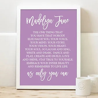 Purple Personalized Only You Can Name Print