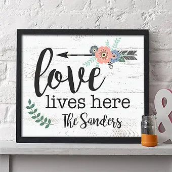 Personalized Love Lives Here Rustic Farmhouse Decor