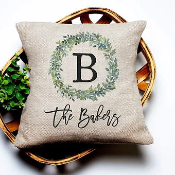 Personalized Monogram Wreath Pillow