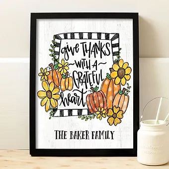 Personalized Give Thanks With A Grateful Heart Wall Print